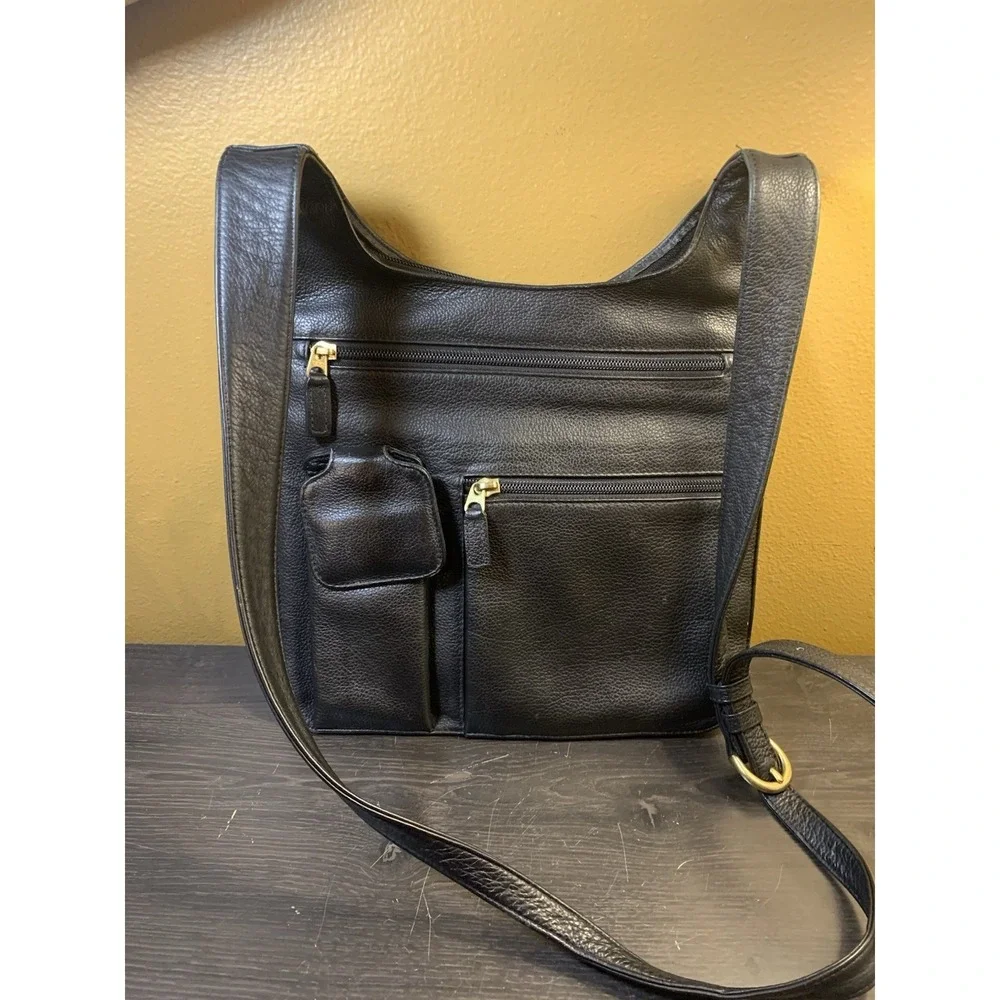 JP Ourse CIE Black Traveler Messenger Crossbody Bag Leather Handbag Bolivia